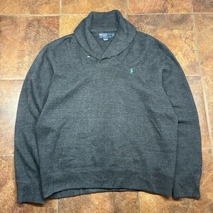 Vintage Polo by Ralph Lauren Dark Gray Sweatshirt with Green Emblem